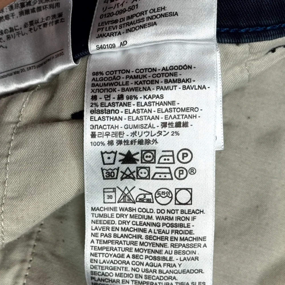 Levi's XX Chino Standard Taper Pants Mens Size 30x30‎ Blue Cotton Blend Stretch